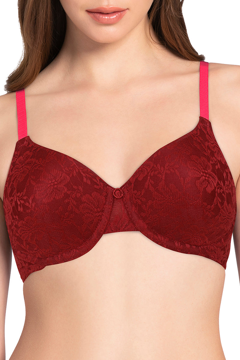 Lace Dream Padded Wired Lace Bra - Neon Pink_Mar