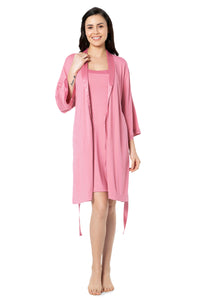Satin Edge Robe - Cashmere Rose thumbnail 4