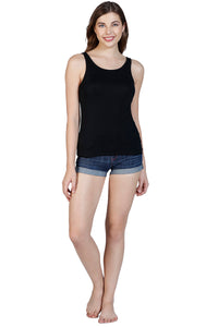 Broad Straps Body Hugging Modal Vest - Black thumbnail 4