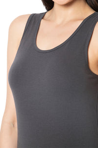 Broad Strapped Body Hugging Cotton Tank Top (Pack of 2) - Pinstripe Grey - White thumbnail 4