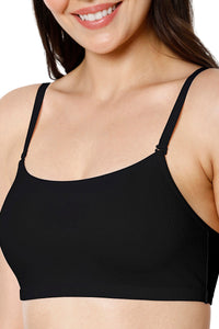 Solid Non Padded Non-Wired Cami Bra - Black thumbnail 4