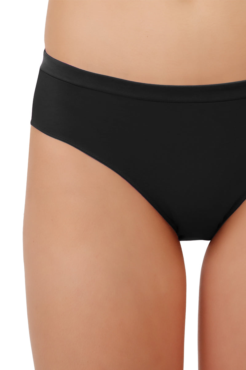 Satin Edge Low Rise Bikini Panty - Black