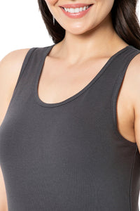 Broad Strapped Body Hugging Tank Top - Grey Pinstripe thumbnail 4