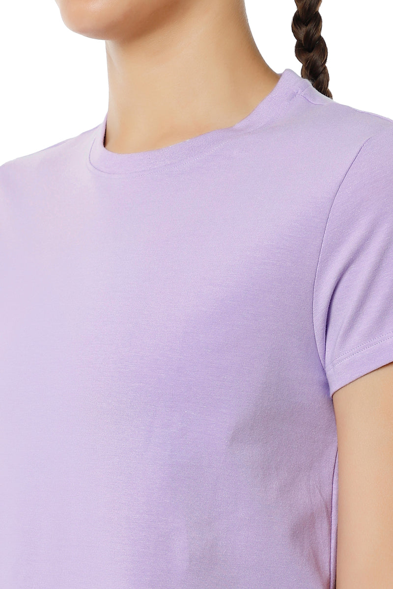 Essential Basic Short Sleeve Round Neck T-Shirt - Digital Lavender