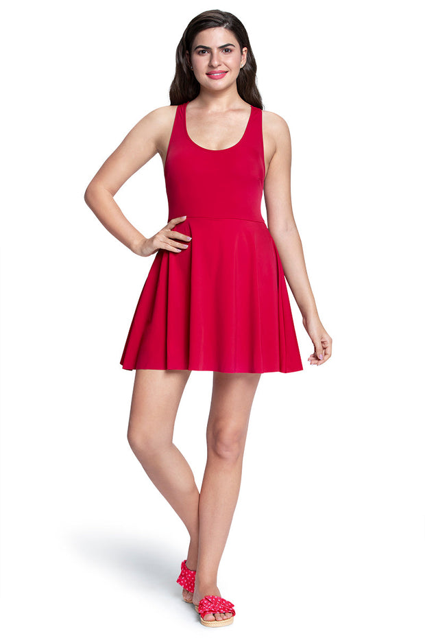 Round Neck Padded Swim Dress - Bull Fight