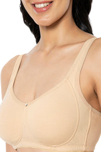 Cotton Super Support Solid Non Padded Non-Wired Bra - Hazelnut thumbnail 4