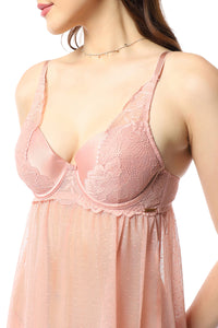 Eternal Bliss Padded Wired Babydoll - Mellow Rose thumbnail 4