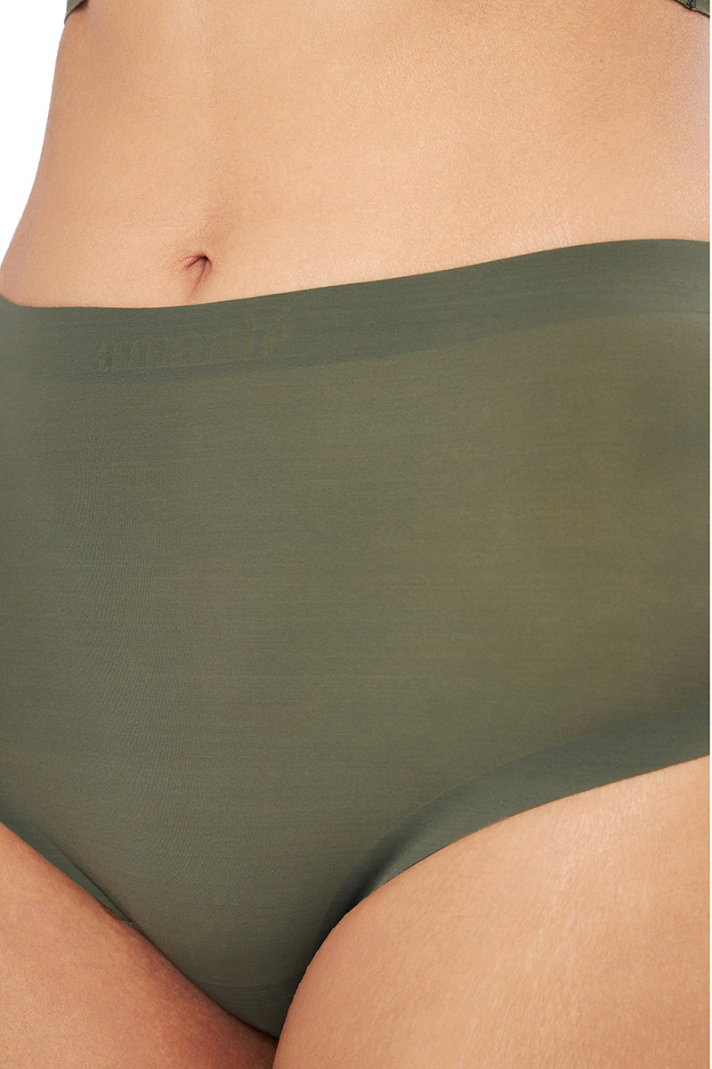 Vanish Solid High Rise Brief Seamless Panty - Slate Green