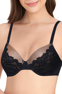 Bonded Luxury Padded Wired Lace Bra - Black-Hazelnut thumbnail 4