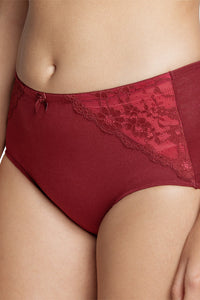 Solid High Rise Seamed Full Brief Panty - Port Wine thumbnail 4