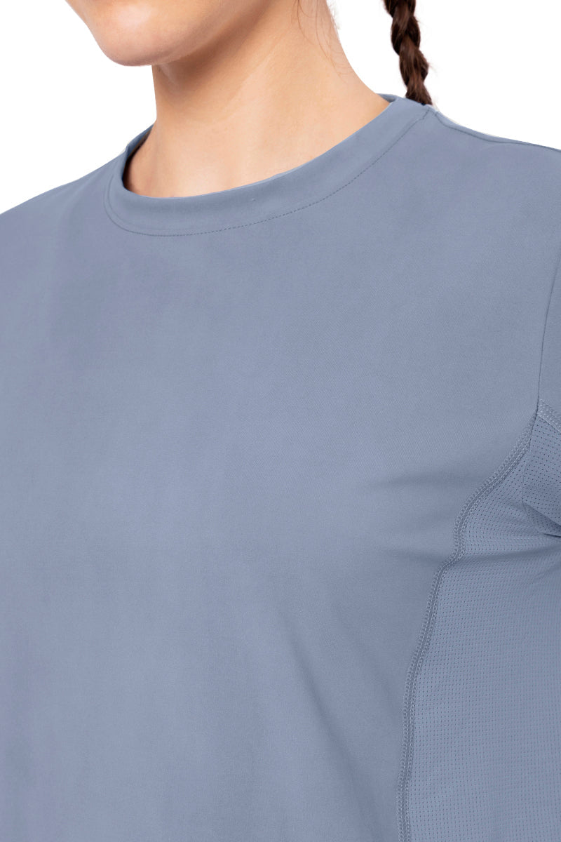Flaunt Short Sleeve Round Neck Workout T-Shirt - Tempest