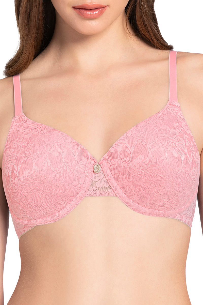 Lace Dream Padded Wired Lace Bra - Salmon Rose_S.R