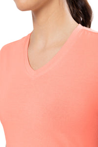 Energize Short Sleeve V-Neck Active T-Shirt - Coral Almond thumbnail 4