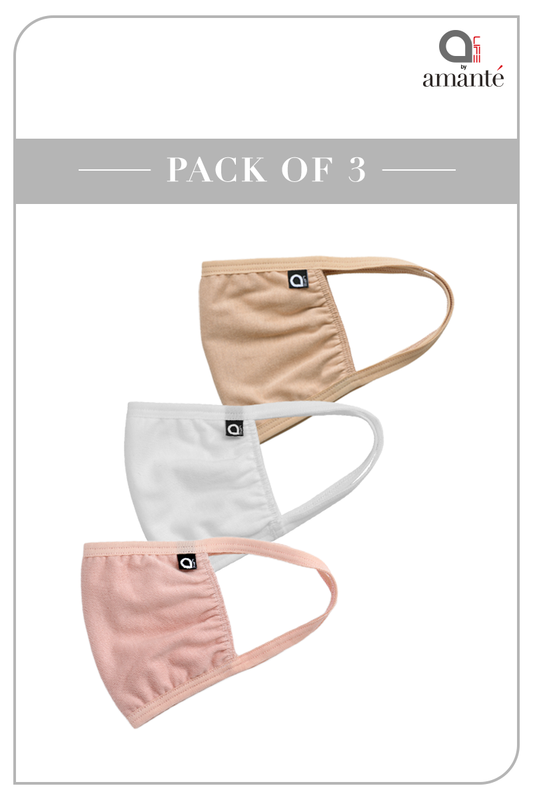 Soft Cotton Antimicrobial Mask (pack of 3) - Fawn Beige - Arctic White - Mystical Rose