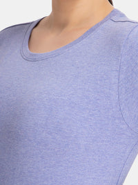 Essential Long Sleeve Round Neck T-Shirt - Infinity Blue Marl thumbnail 4