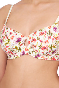 Elegant Dream Padded Wired T-shirt Bra - Watercolour Ditsy Floral Print thumbnail 4