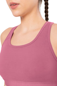 Energize Medium Impact Round Neck Sports Bra - Heather Rose thumbnail 4