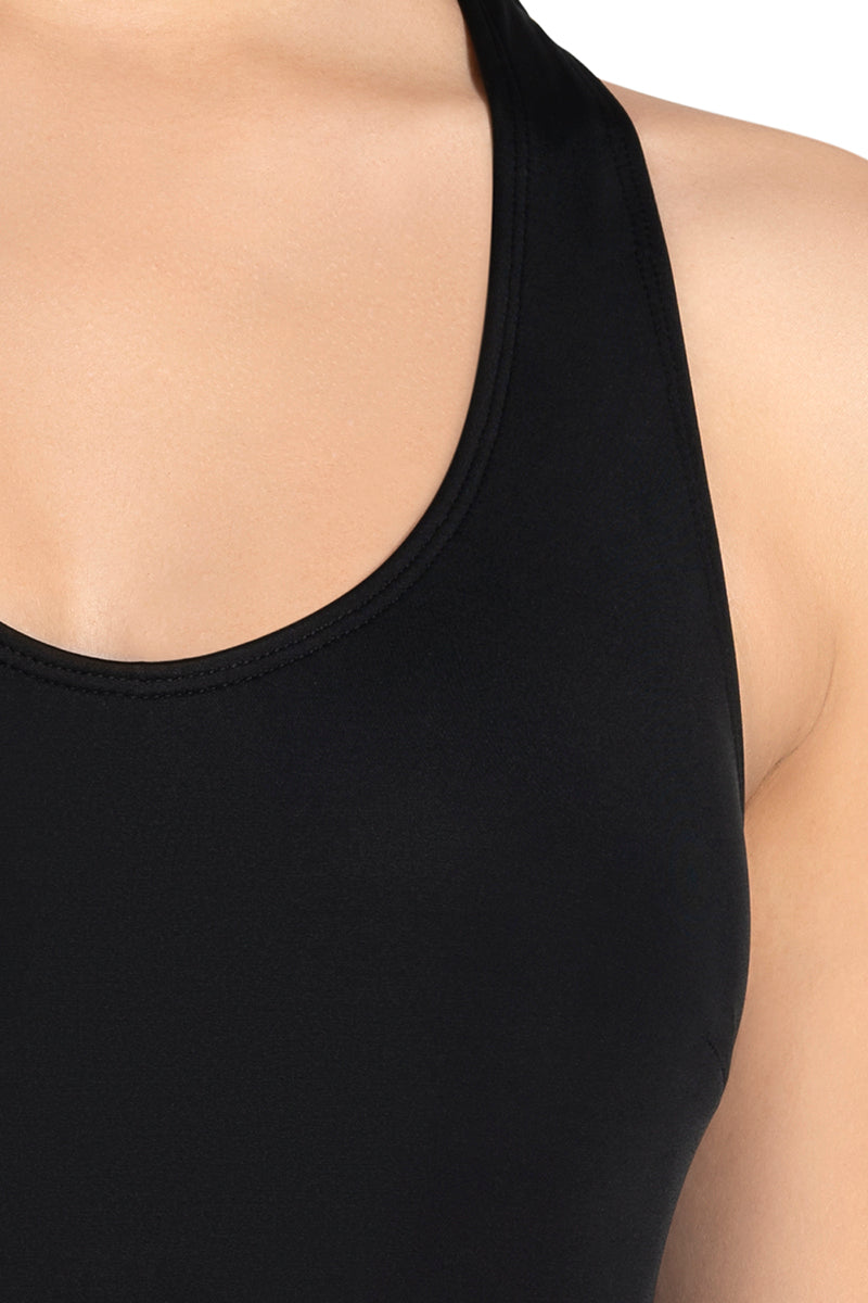 Racer Back Swim Dress - Black