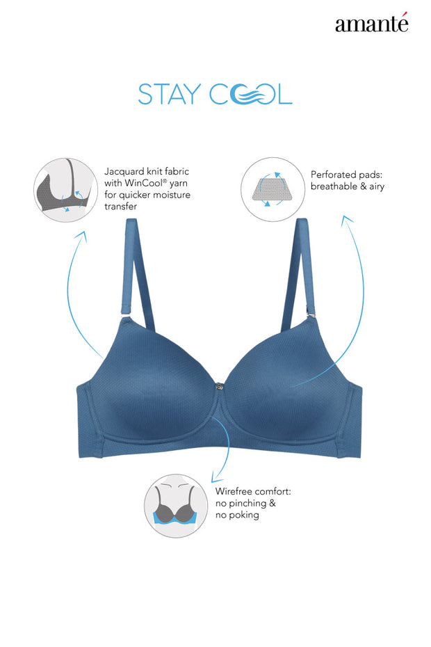Stay Cool - Padded Non-Wired Cooling Bra - Blue Heaven
