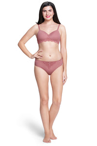 Lace Elegance Padded Non-Wired Bra  - Dusty Rose thumbnail 5