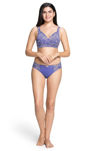 Fiesta Print Non Padded Wired Lace Bra - Periwinkle thumbnail 5