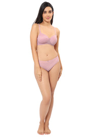 Floral Romance Three-Fourth Coverage Low Rise Bikini Panty - Cinder Rose