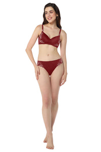 Floral Chic Bikini Panty - Red Berry & Sepia Rose thumbnail 5