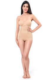 Solid Full Coverage High Rise Waist Cincher - Sandalwood