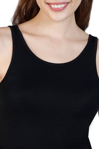 Broad Straps Body Hugging Modal Vest - Black thumbnail 5