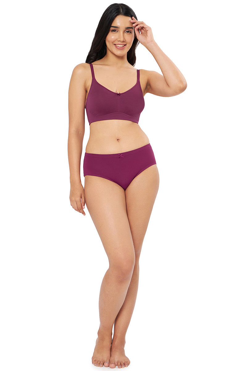 All-Day Elegance Solid Non Padded Non-Wired Super Support Bra - Red Plum