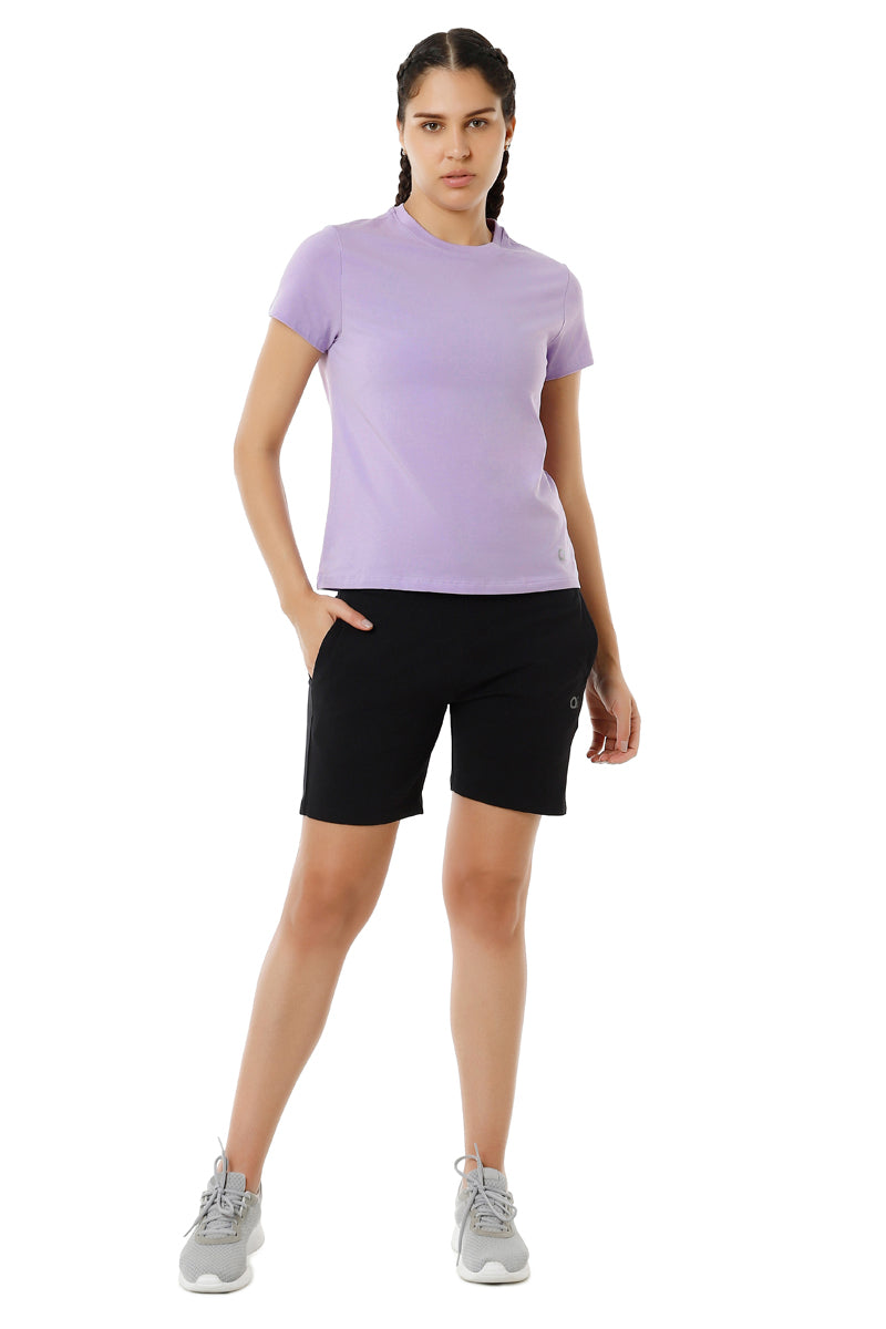 Essential Basic Short Sleeve Round Neck T-Shirt - Digital Lavender