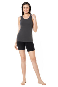 Broad Strapped Body Hugging Tank Top - Grey Pinstripe thumbnail 5