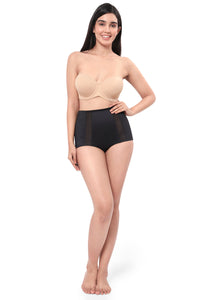 Solid Full Coverage High Rise Tummy Control Panty - Black thumbnail 6