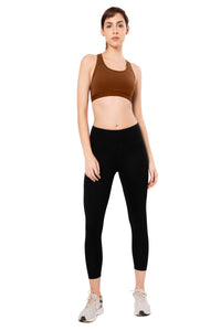 Energize Medium Impact Round Neck Sports Bra - Potting Soil thumbnail 5