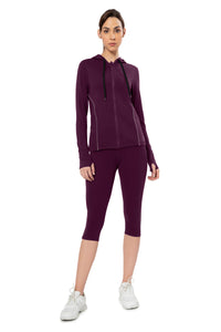 Flaunt Hoodie Full Sleeve Active Jacket - Blackberry Wine thumbnail 5