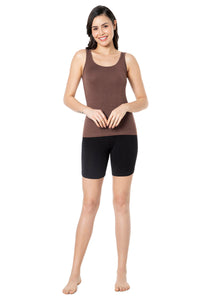 Broad Strapped Body Hugging Modal Vest - Cacao Nibs thumbnail 5