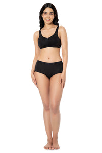 Cotton Smooth Back Solid Non Padded Non-Wired Support bra - Black thumbnail 5