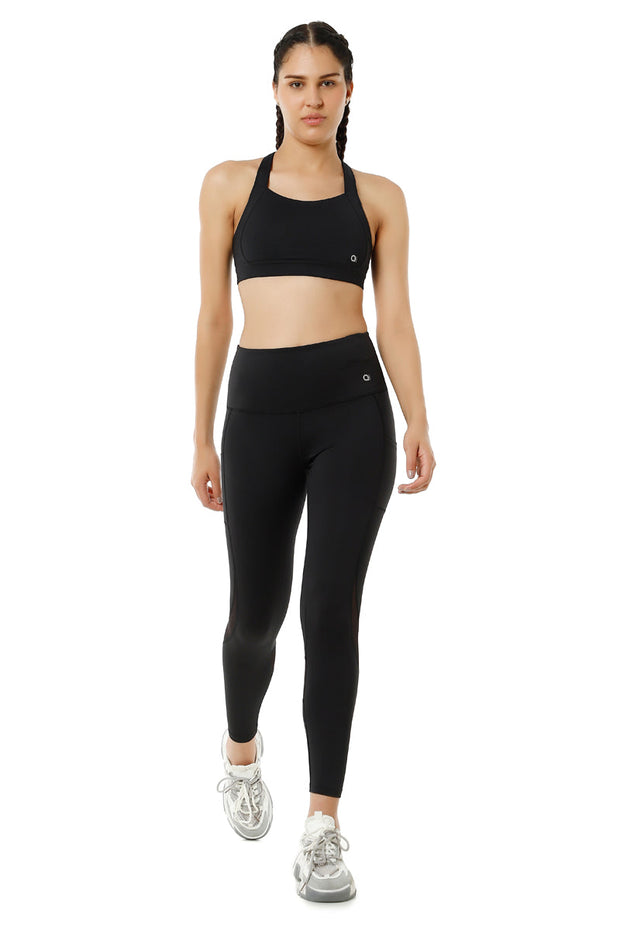 Energize High Impact Round Neck Sports Bra - Jet Black