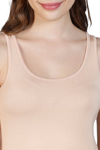 Broad Straps Body Hugging Modal Vest - Nude thumbnail 5