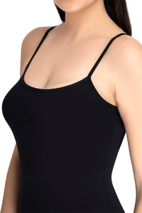 Spaghetti Strap Body Hugging Modal Camisole (Pack of 2) - Black - Impatiens Pink thumbnail 5