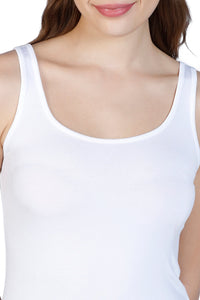 Broad Straps Body Hugging Modal Vest - White thumbnail 5