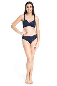 Casual Chic Solid Padded Non-Wired T-Shirt Bra - Midnight-Red Obsession thumbnail 5