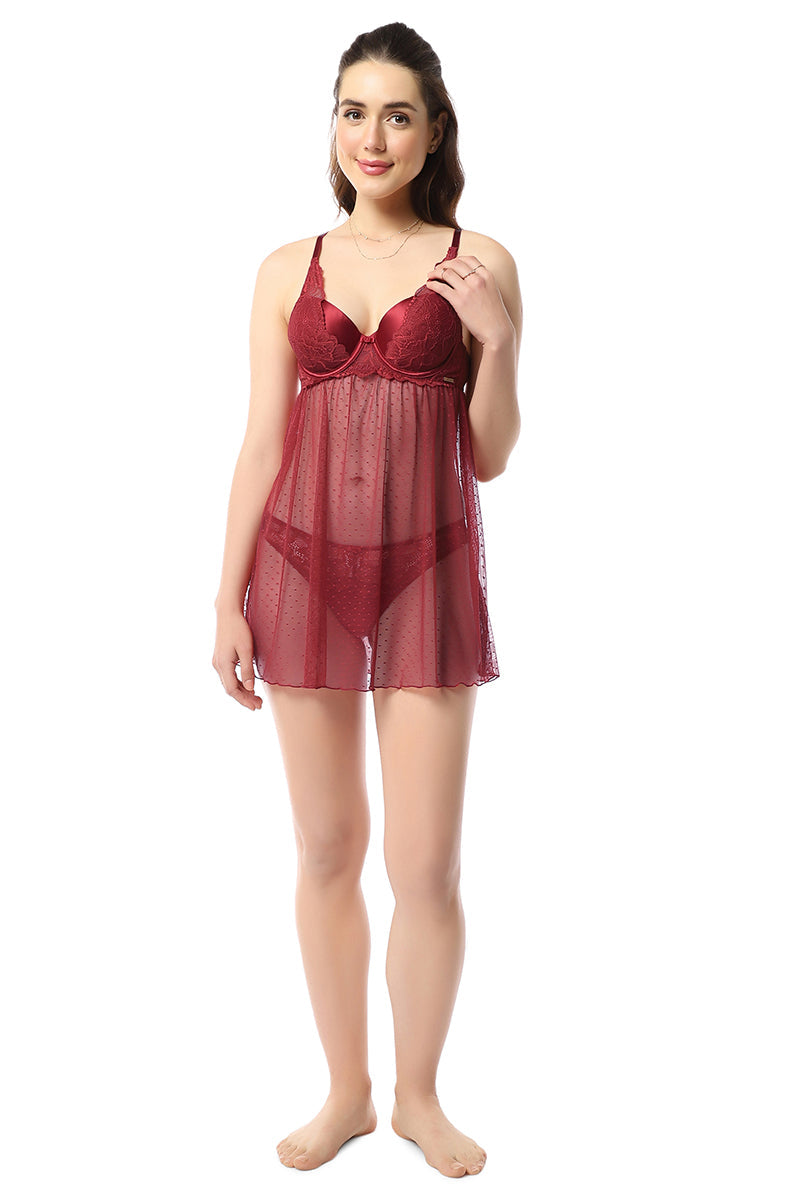 Eternal Bliss Padded Wired Babydoll - Rio Red