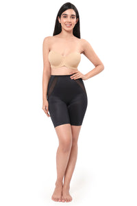 Solid Full Coverage High Rise Thigh Shaper - Black thumbnail 6