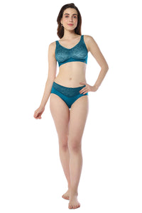 Elegant Lace Hipster Panty - Gibralta Blue & Stucco thumbnail 5