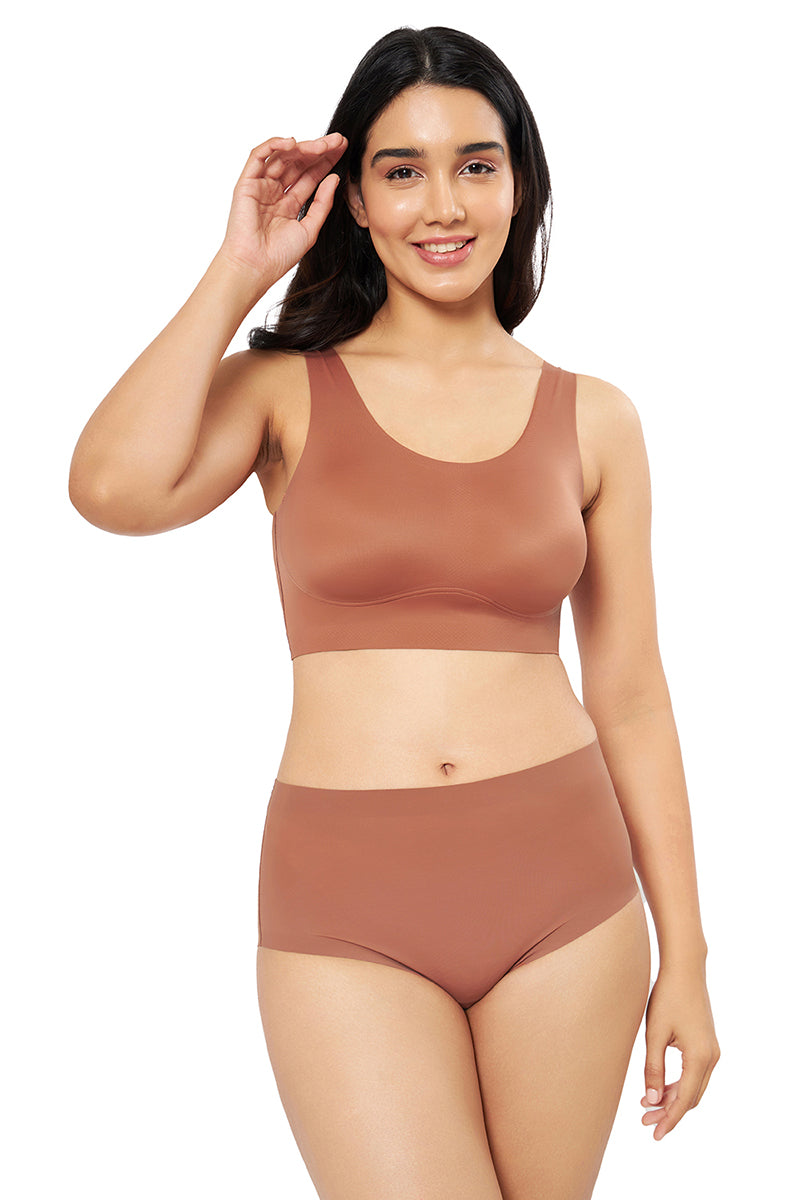 Vanish Solid High Rise Brief Seamless Panty - Caramel Nude