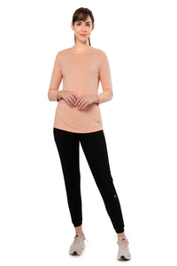 Essential Long Sleeve Round Neck T-Shirt - Peach Blossom Marl thumbnail 5
