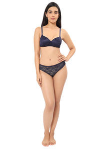 Floral Romance Non Wired Lightly Padded Non-Wired Full Coverage Bra - Midnight thumbnail 5