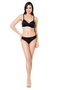Smooth Charm Padded Non-Wired T-Shirt Bra - Black Dot Print thumbnail 5