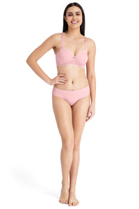 Casual Chic Solid Padded Non-Wired T-Shirt Bra - Bridal Rose-Angel Wing thumbnail 5
